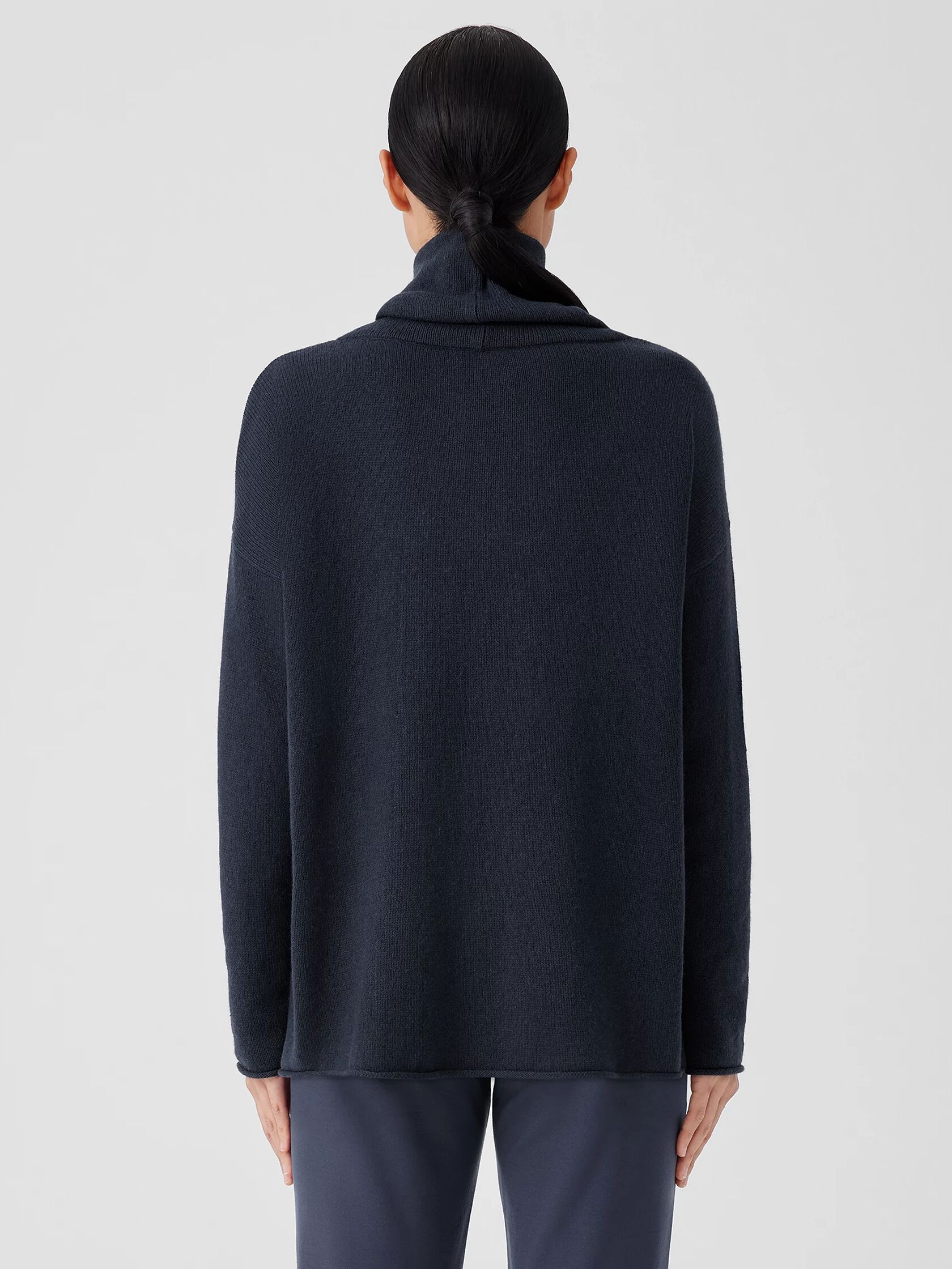 Cotton and Recycled Cashmere Turtleneck Long Top