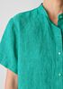 Washed Organic Linen Délavé Band Collar Shirt