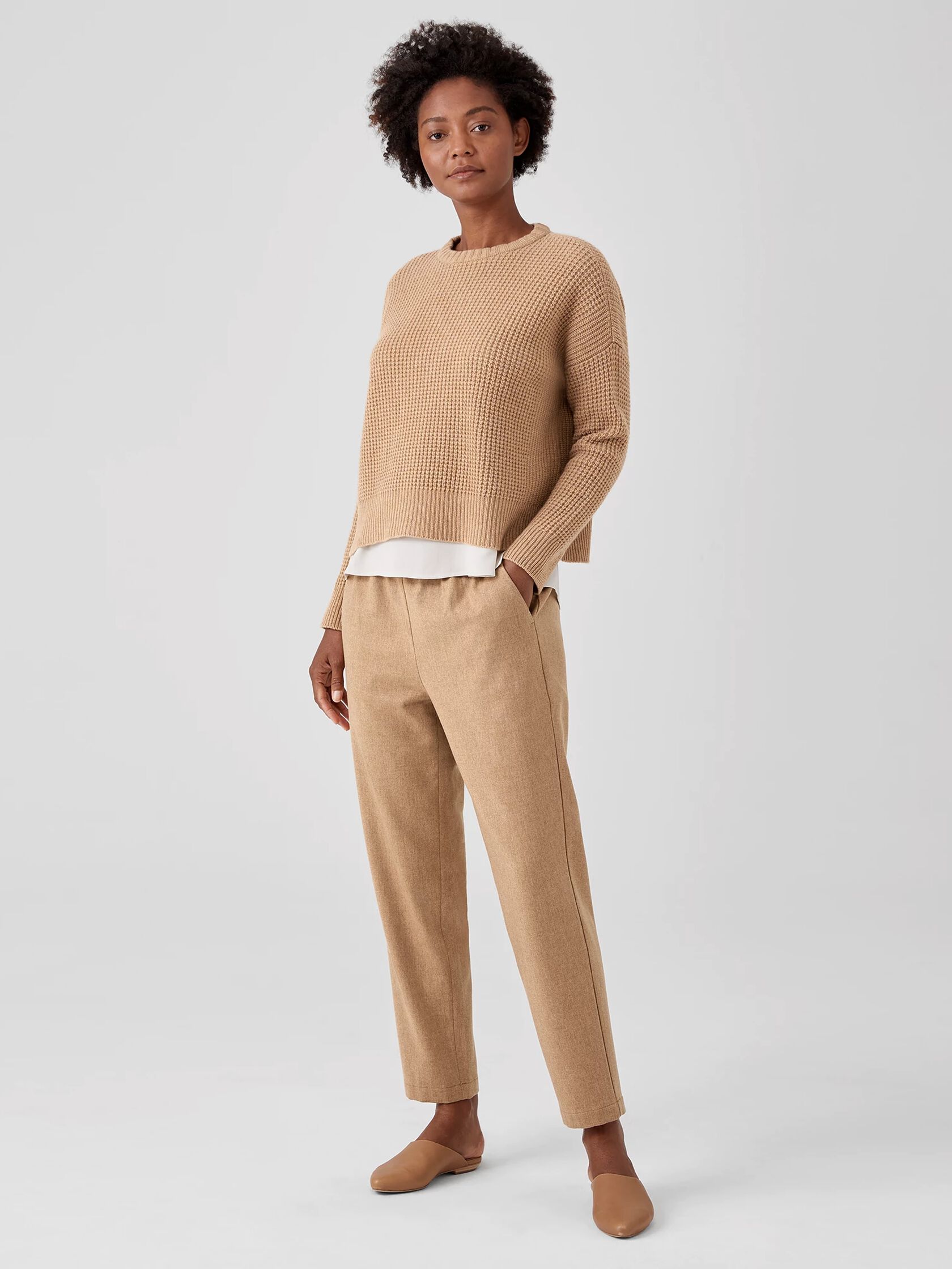 Soft Wool Flannel Tapered Ankle Pant