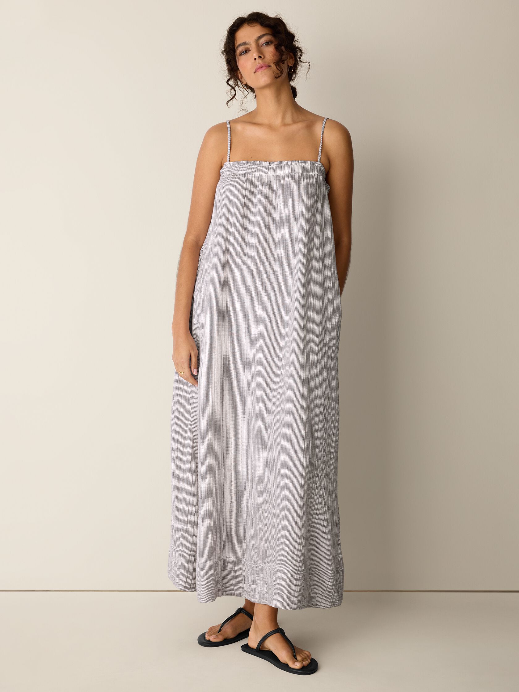 Striped Organic Cotton Gauze Cami Dress