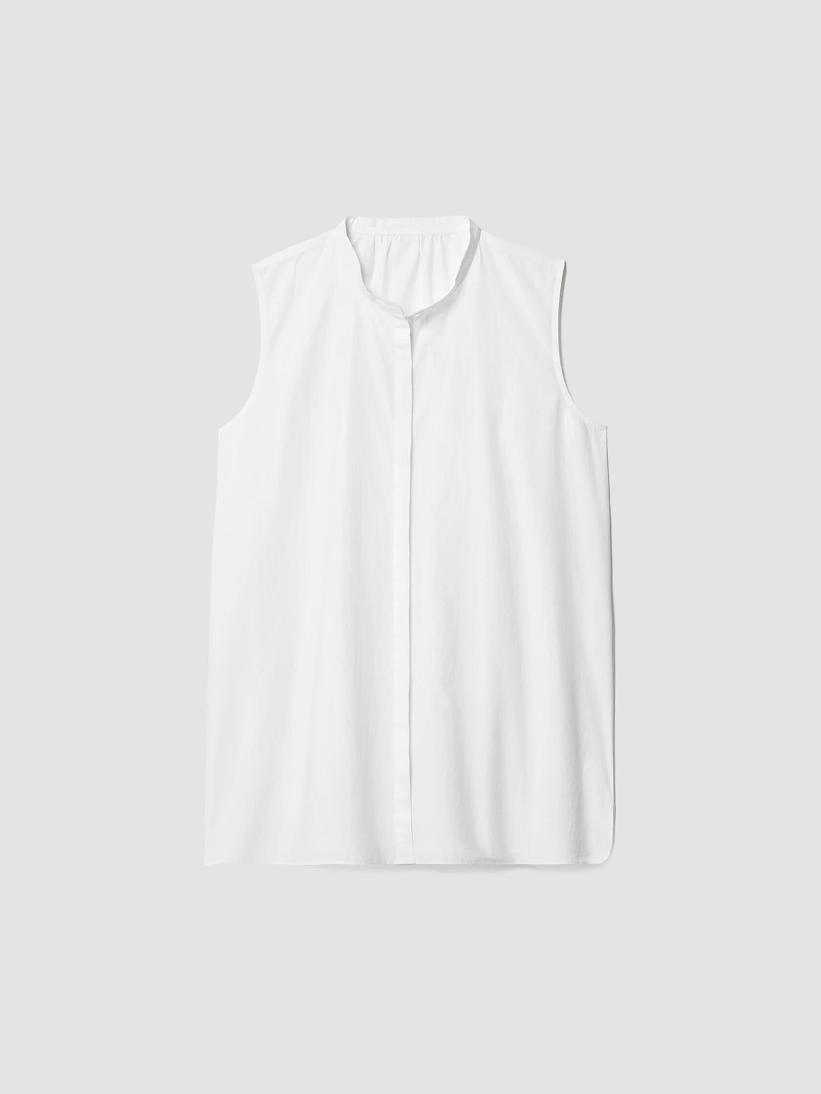 Washed Organic Cotton Poplin Band Collar Shirt