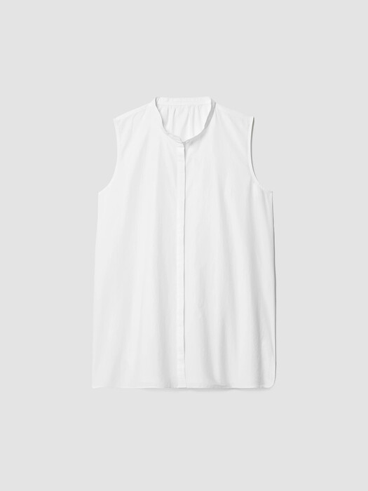 Washed Organic Cotton Poplin Band Collar Shirt