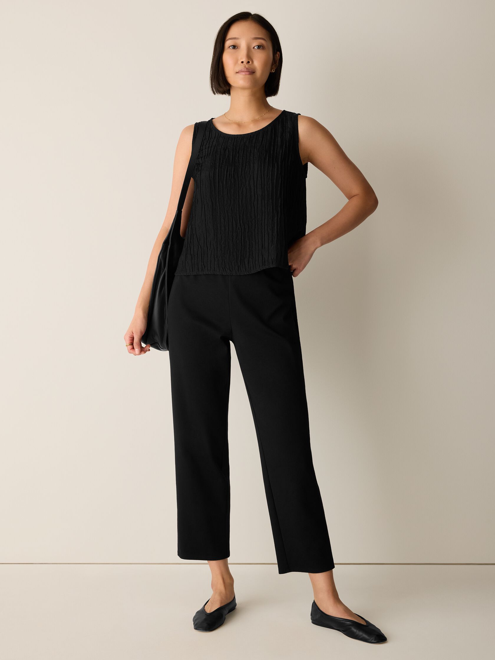 Cotton Blend Ponte Straight Pant