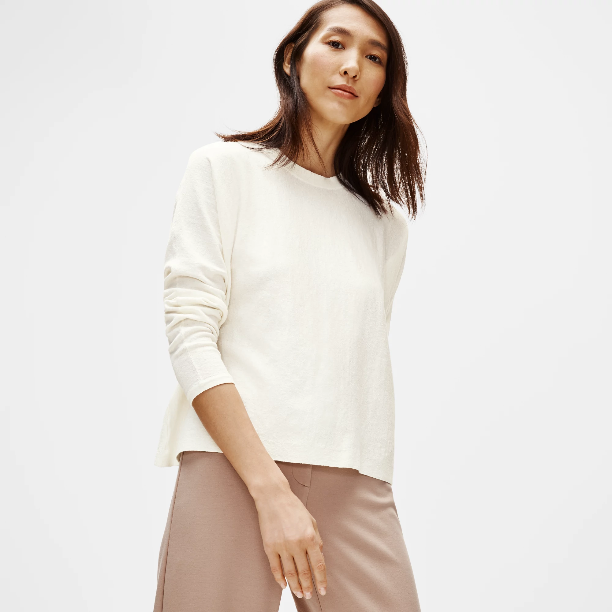 Organic Linen Crepe Stretch Box-Top 
