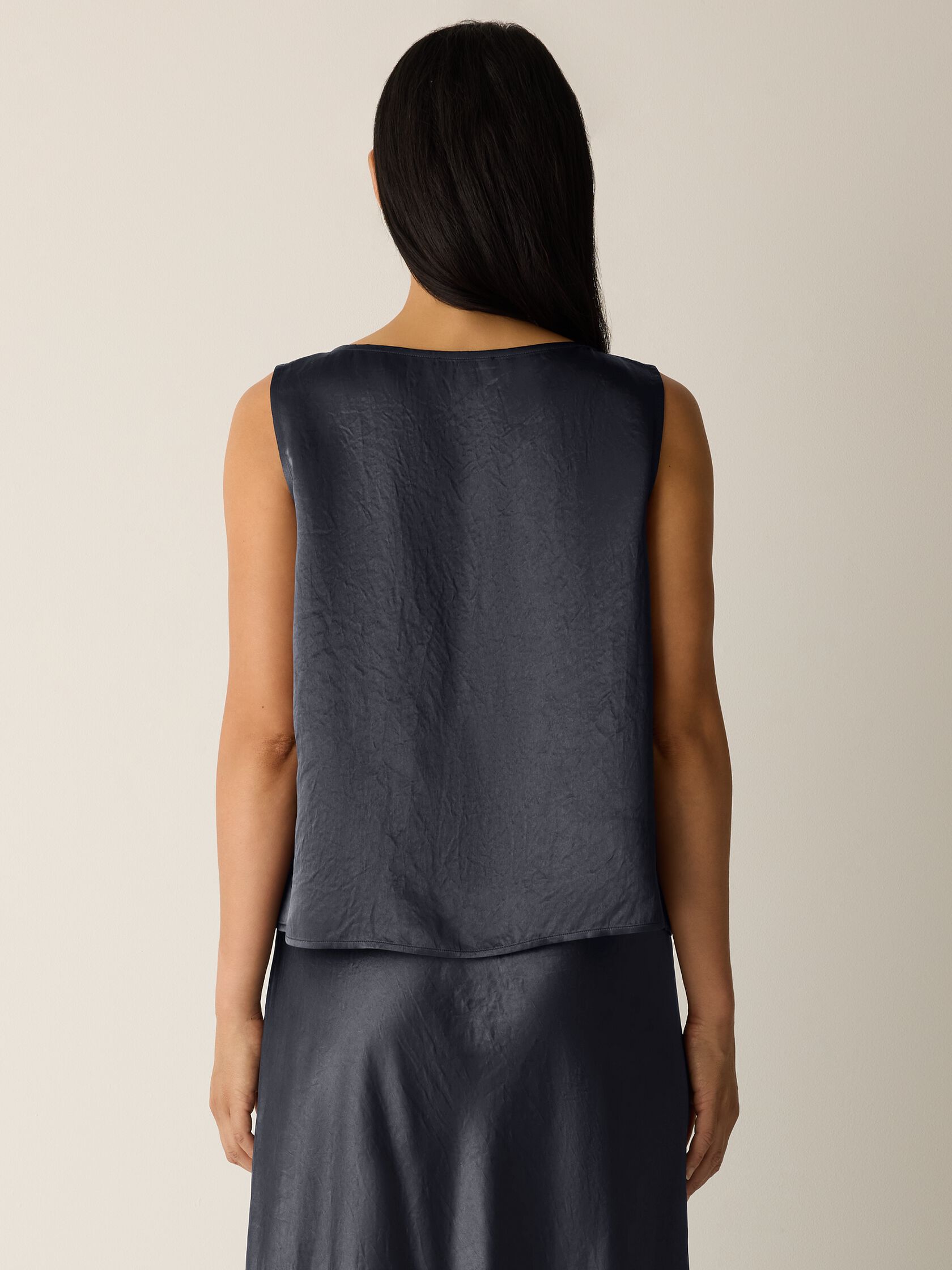 Textured Satin Ballet Neck Tank
