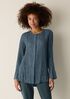 Crinkle Silk Habutai Round Neck Shirt
