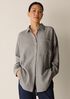 Wool Cotton Check Classic Collar Long Shirt