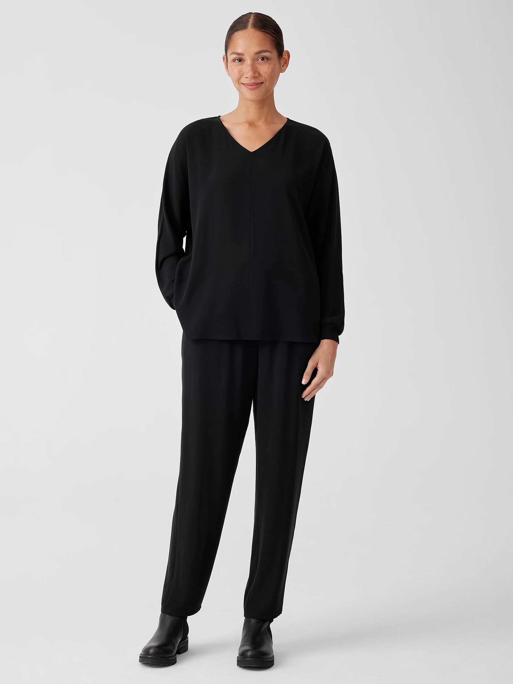 Silk Georgette Crepe Dolman Sleeve Top