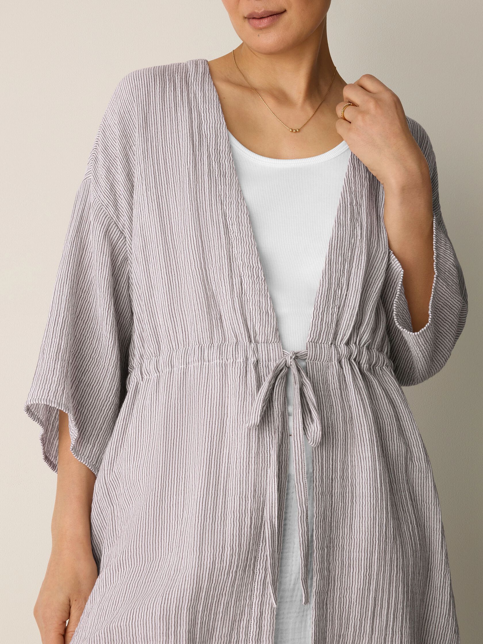 Striped Organic Cotton Gauze Caftan