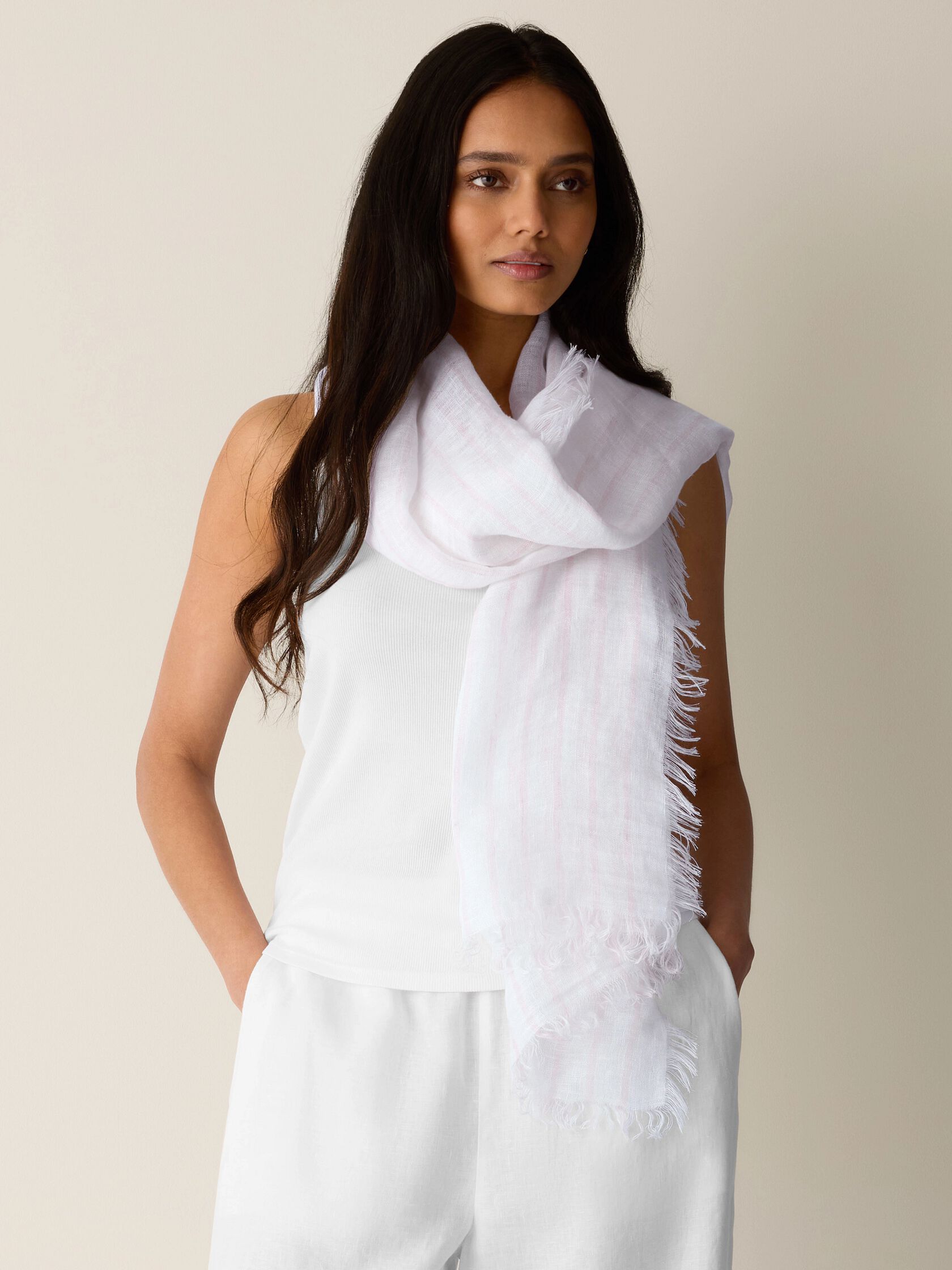 Striped Organic Linen Scarf