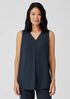 Silk Georgette Crepe Pleated Tank