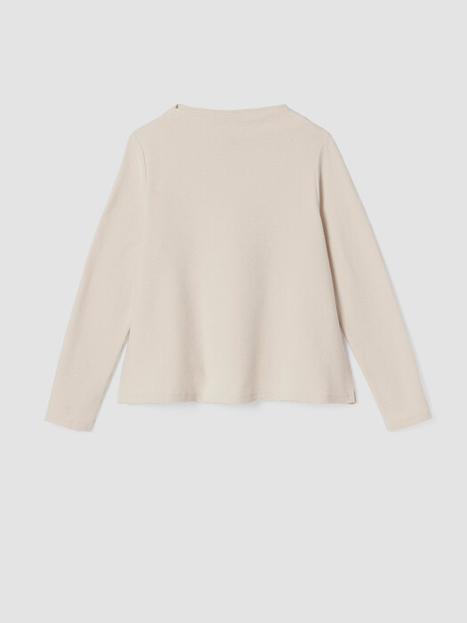 Crinkled Organic Cotton Funnel Neck Top