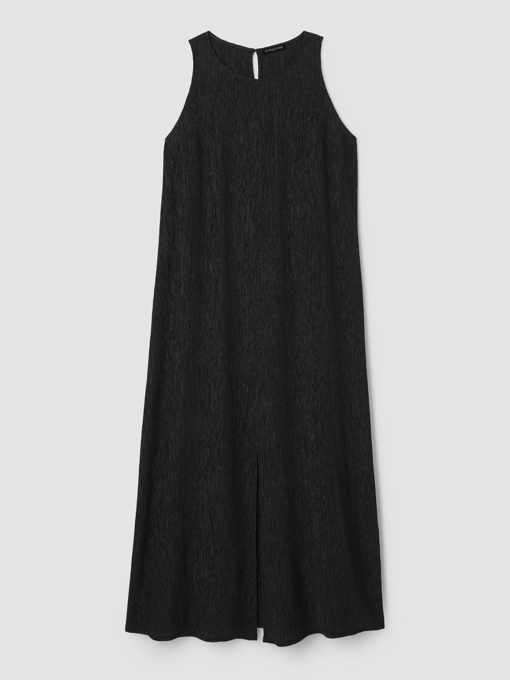 Woven Pliss&eacute; Round Neck Dress