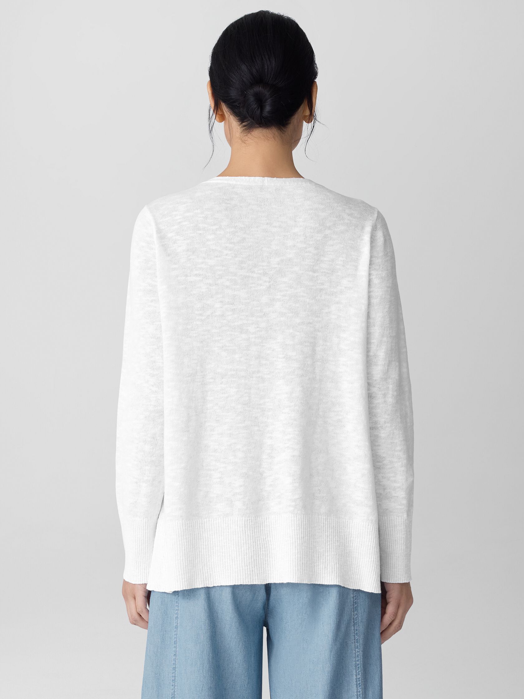 Organic Linen Cotton Slub V-Neck Top