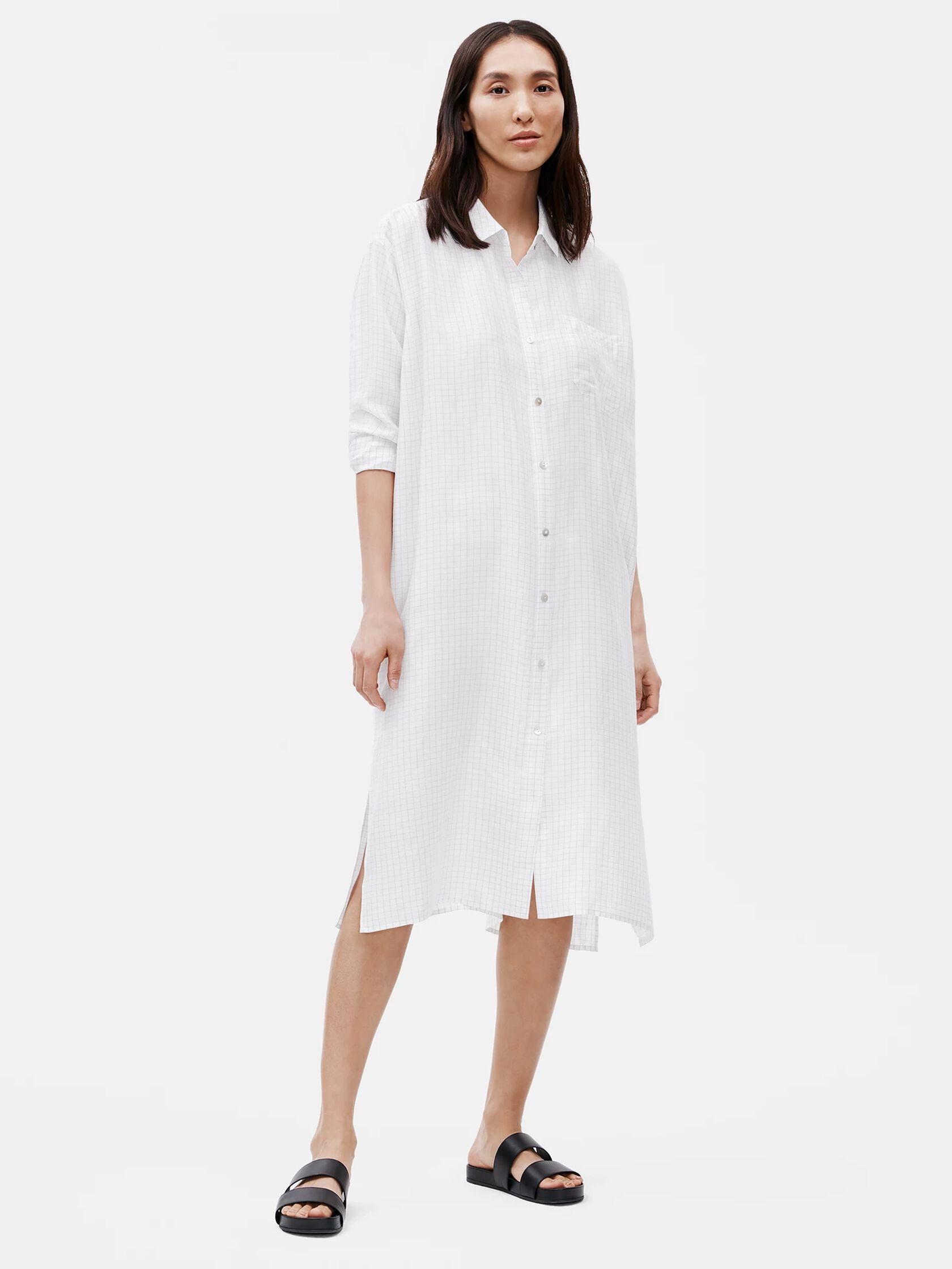 Silk Habutai Check Shirtdress