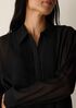 Sheer Silk Georgette Classic Collar Pintuck Shirt