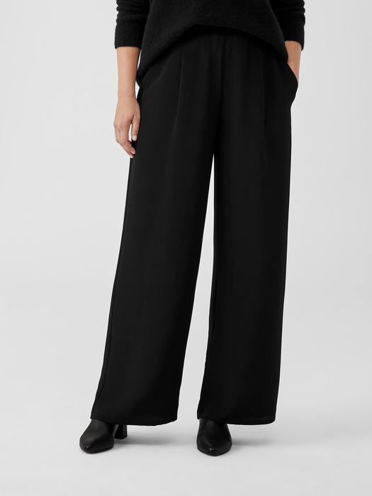 Silk Double Crepe Wide-Leg Pant