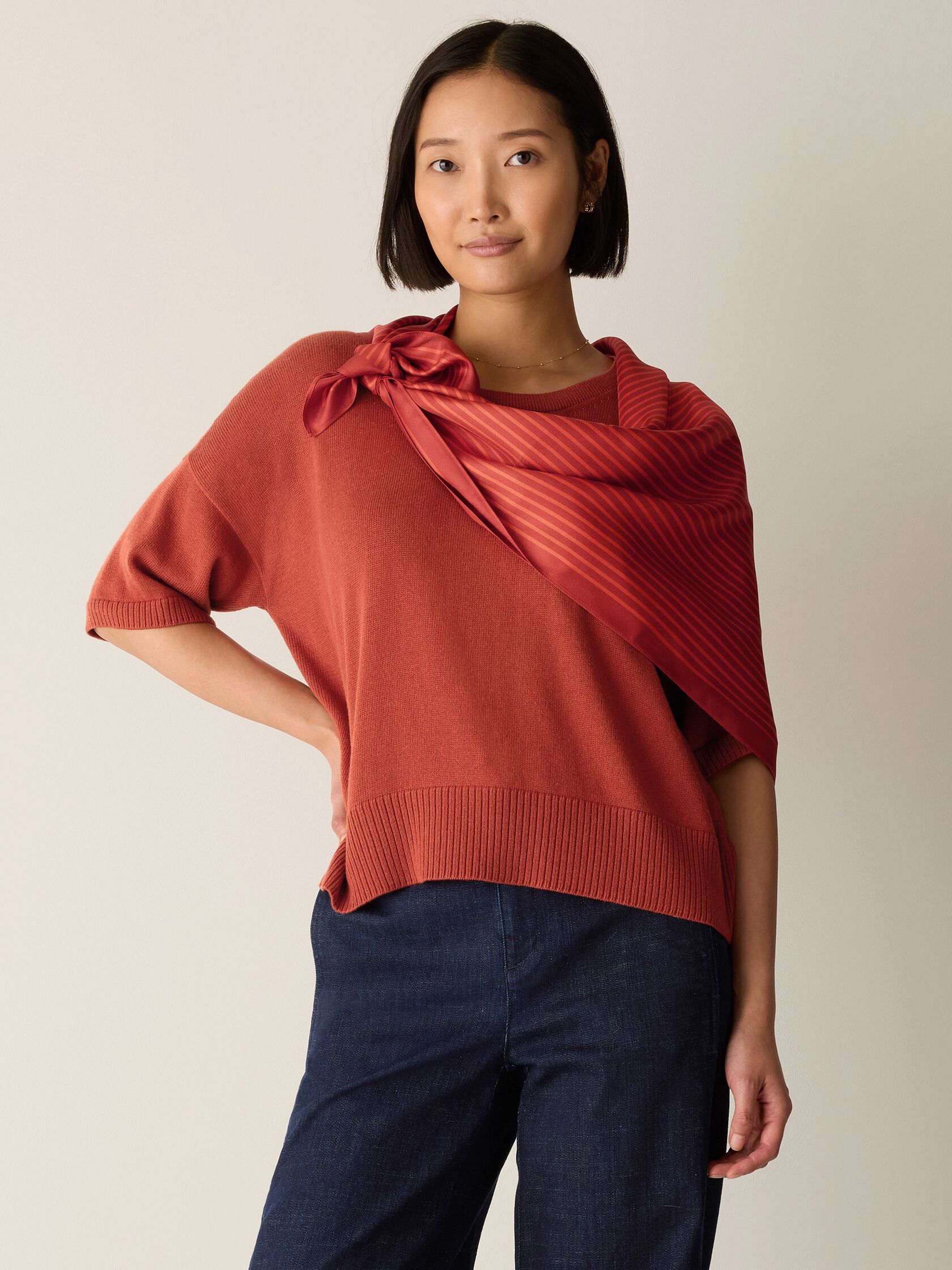 Striped Silk Twill Scarf