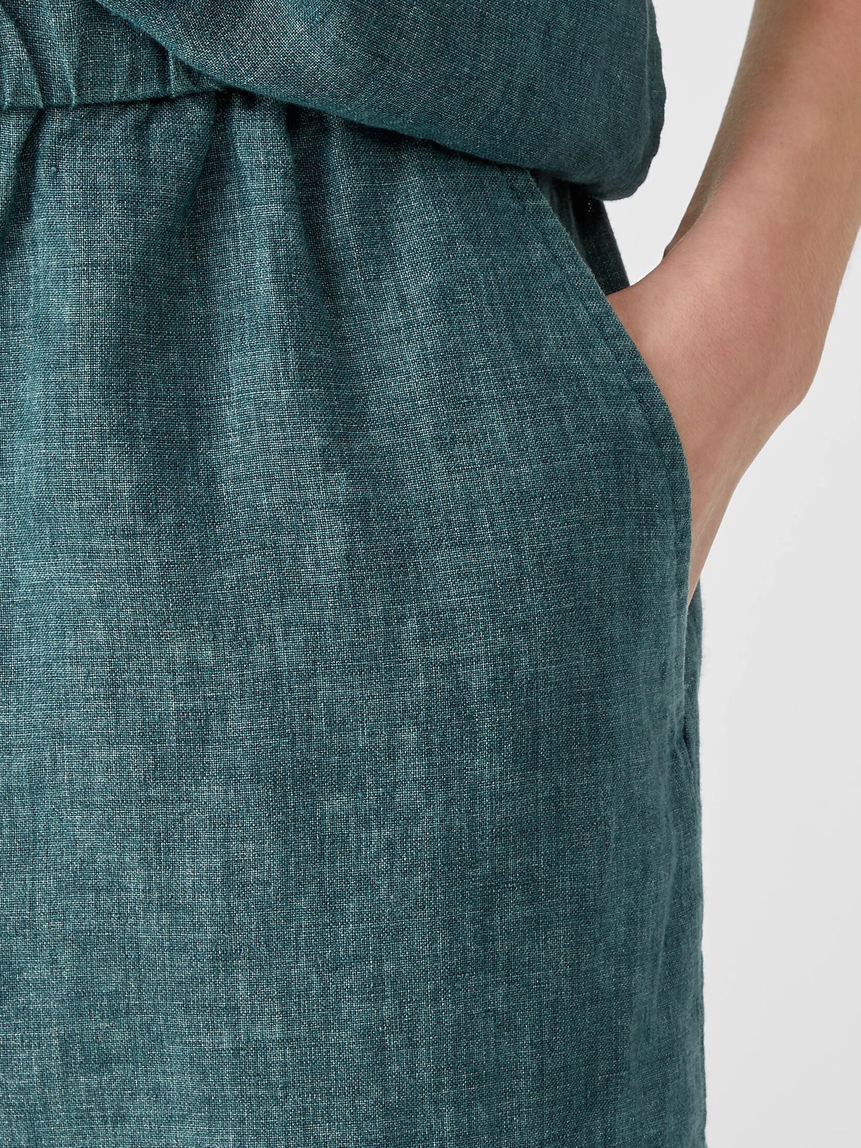 Washed Organic Linen Delave Wide-Leg Pant