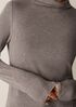 M&eacute;lange Sheer Cotton Blend Knit Funnel Neck Top