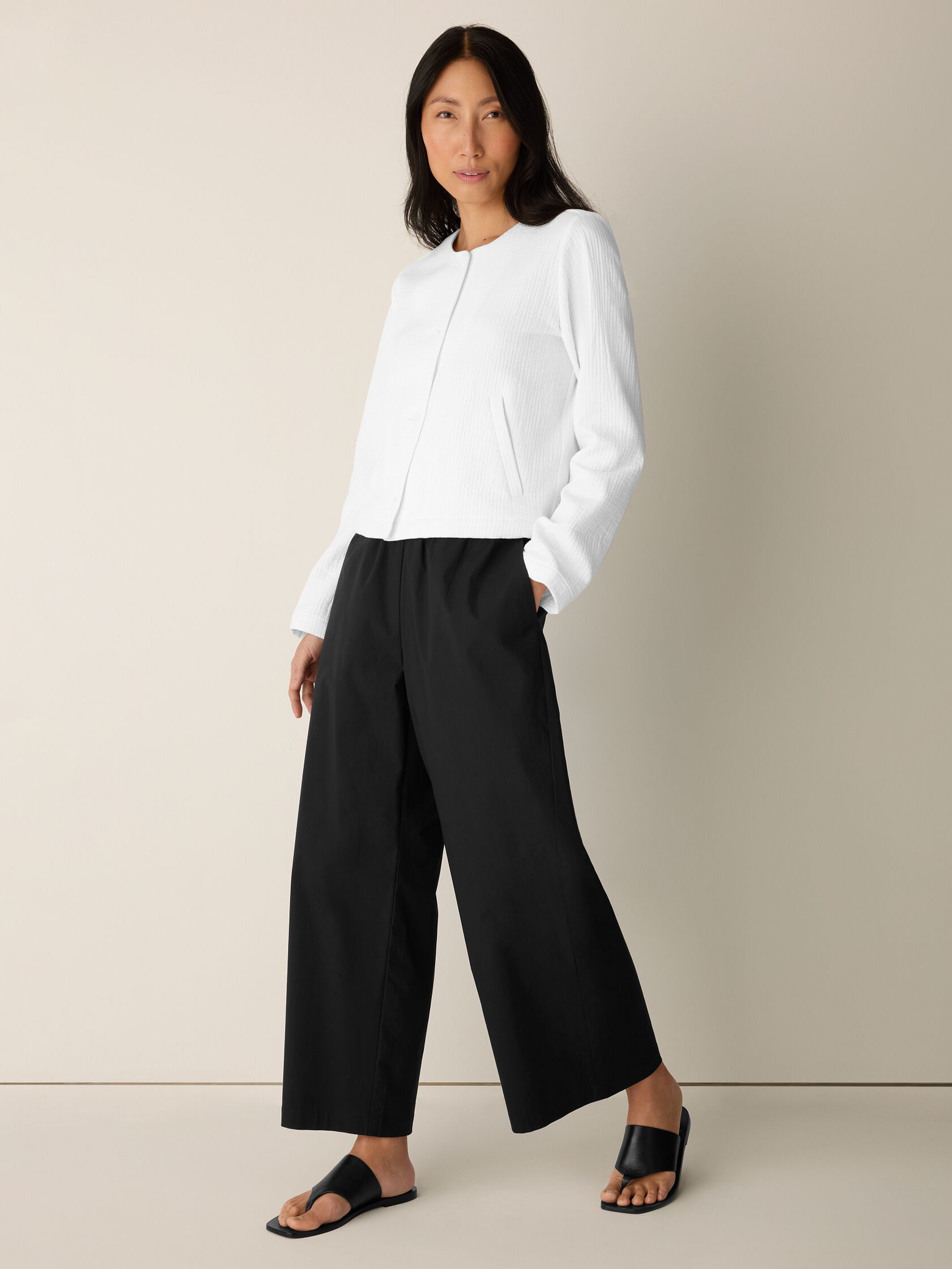 Organic Cotton Jacquard Round Neck Jacket