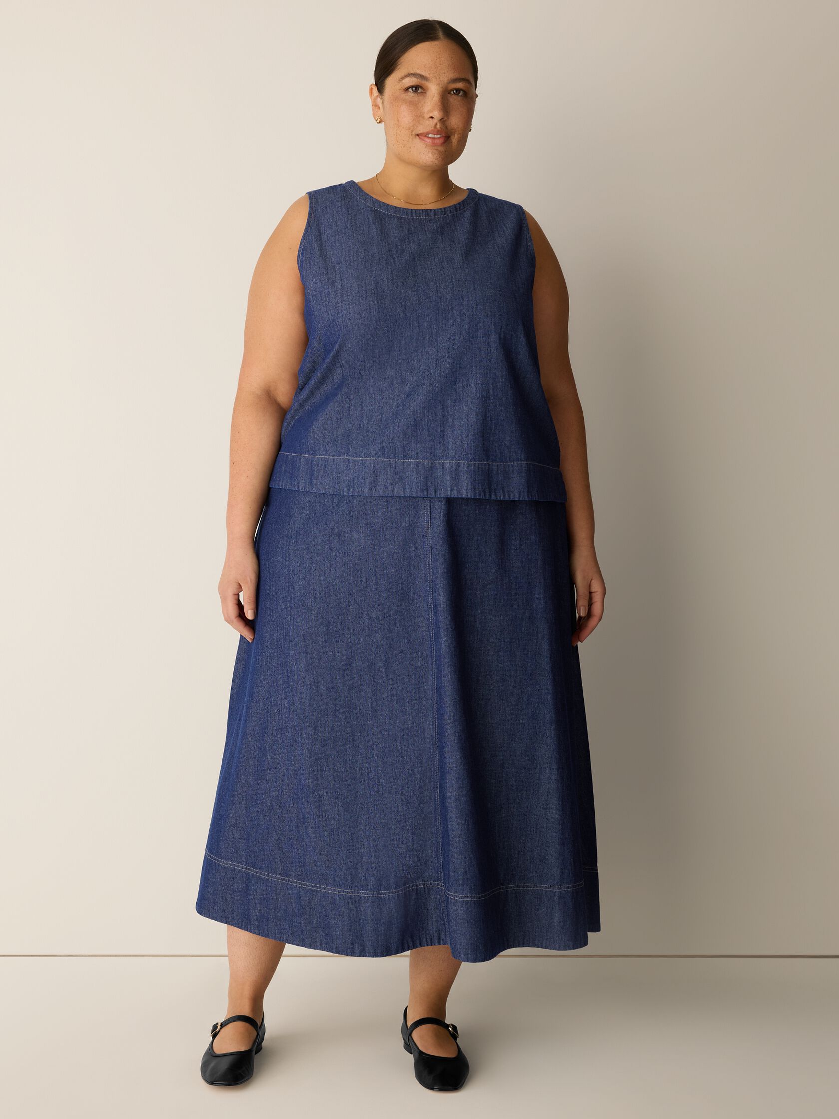 Lightweight Organic Cotton Denim Half-Circle Skirt