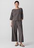 Cotton Blend Stripe Stitch Wide-Leg Pant