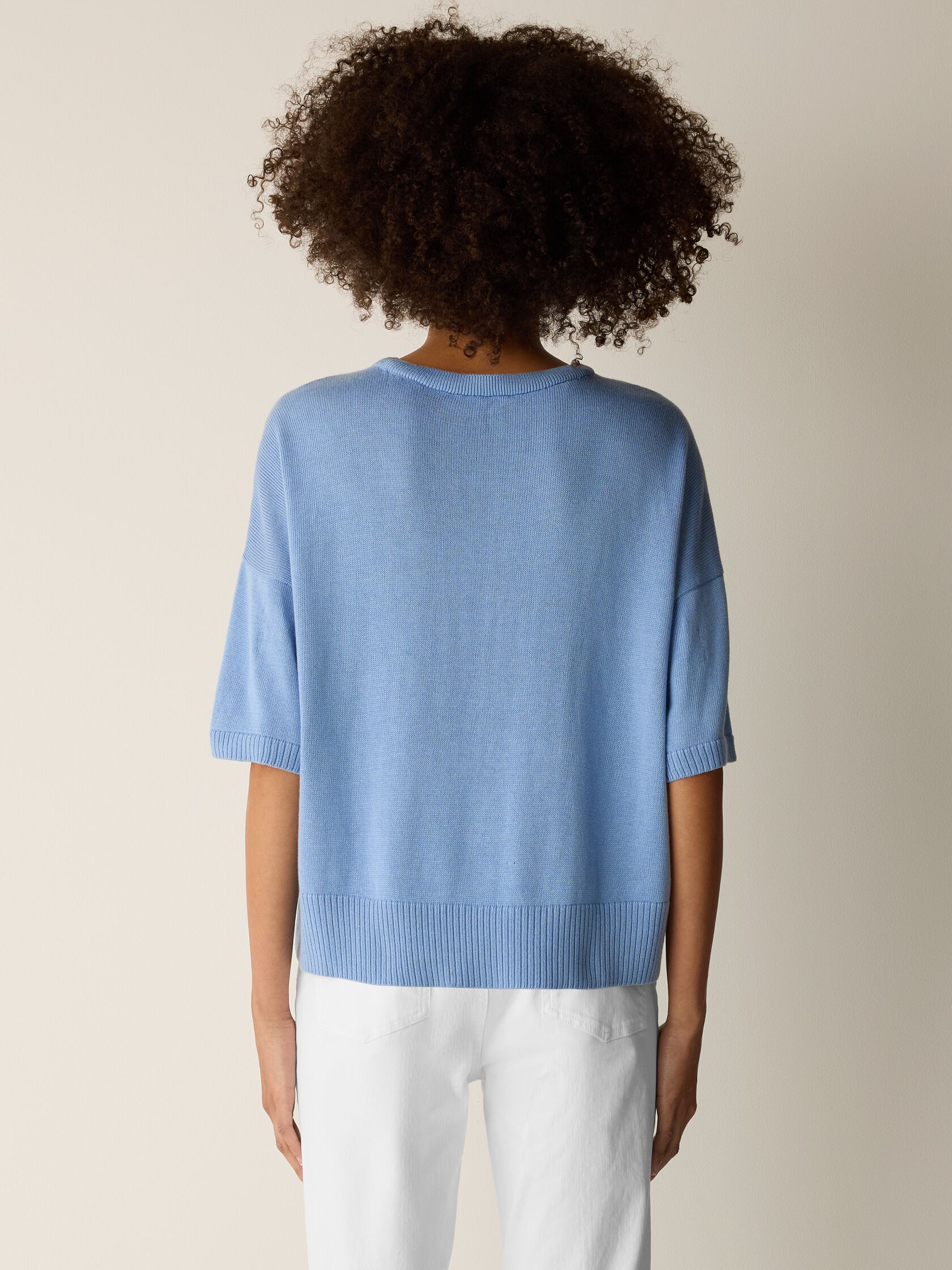 Peruvian Cotton Blend Elbow-Sleeve Top