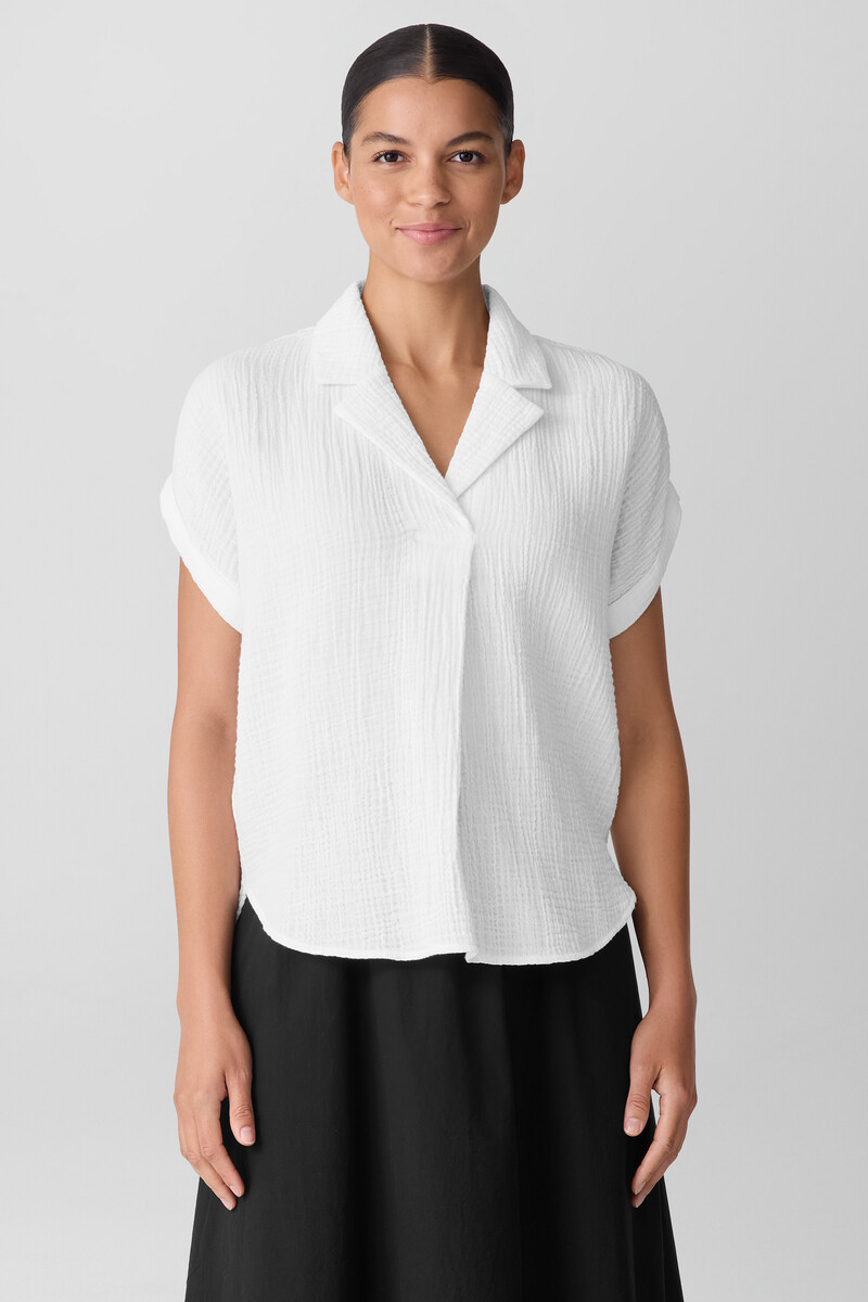 Organic Cotton Lofty Gauze Notch Collar Top Organic Cotton Lofty Gauze Notch Collar Top