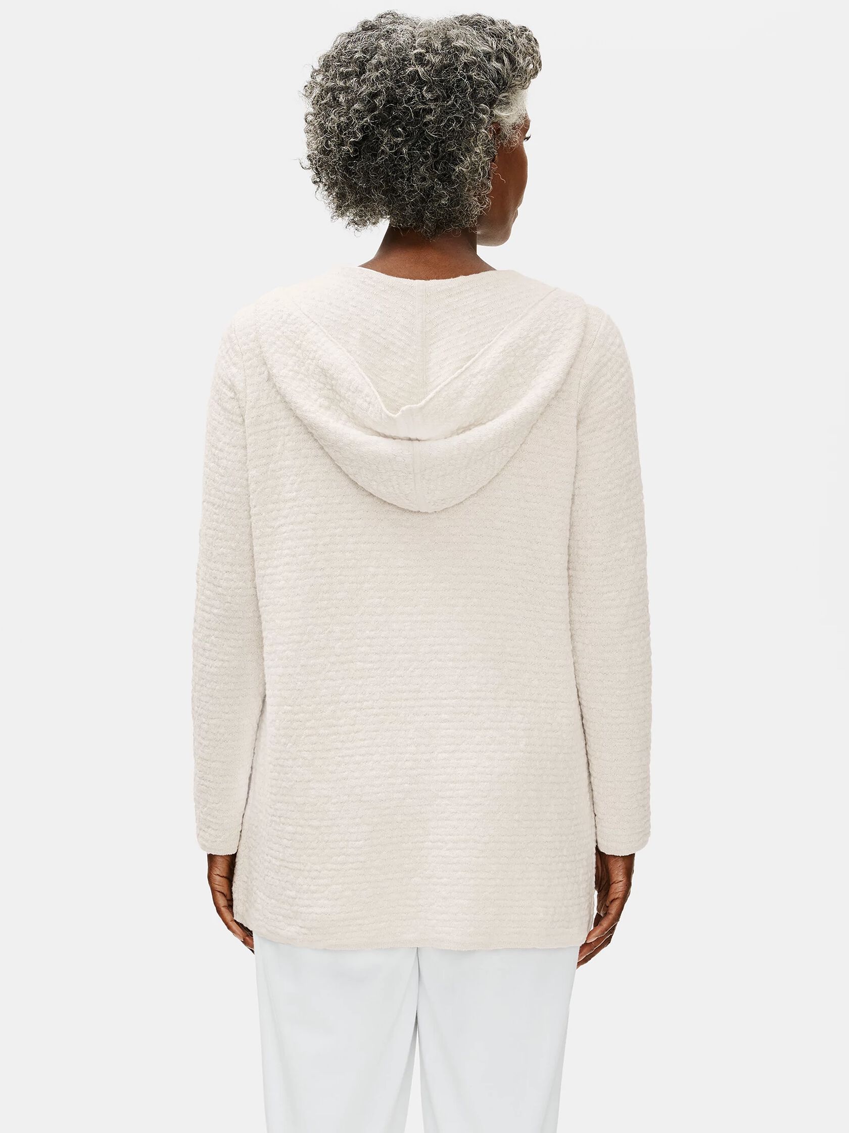 Organic Cotton Linen Slub Hooded Cardigan