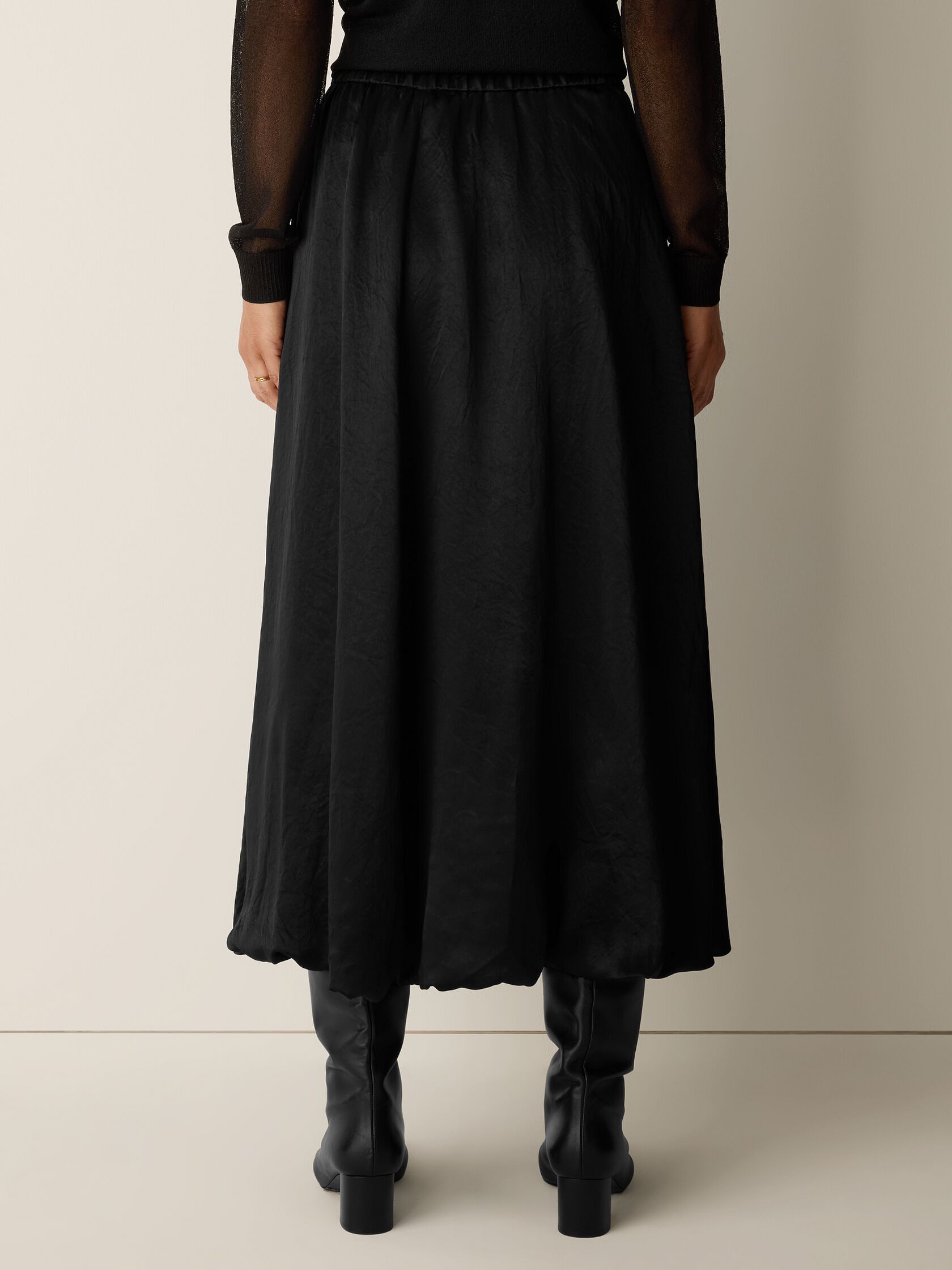 Textured Satin Bubble Hem Skirt