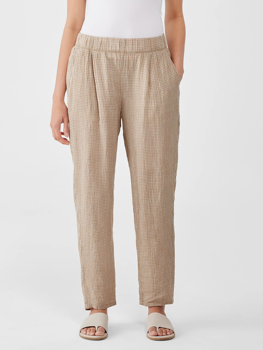 Puckered Organic Linen Tapered Pant