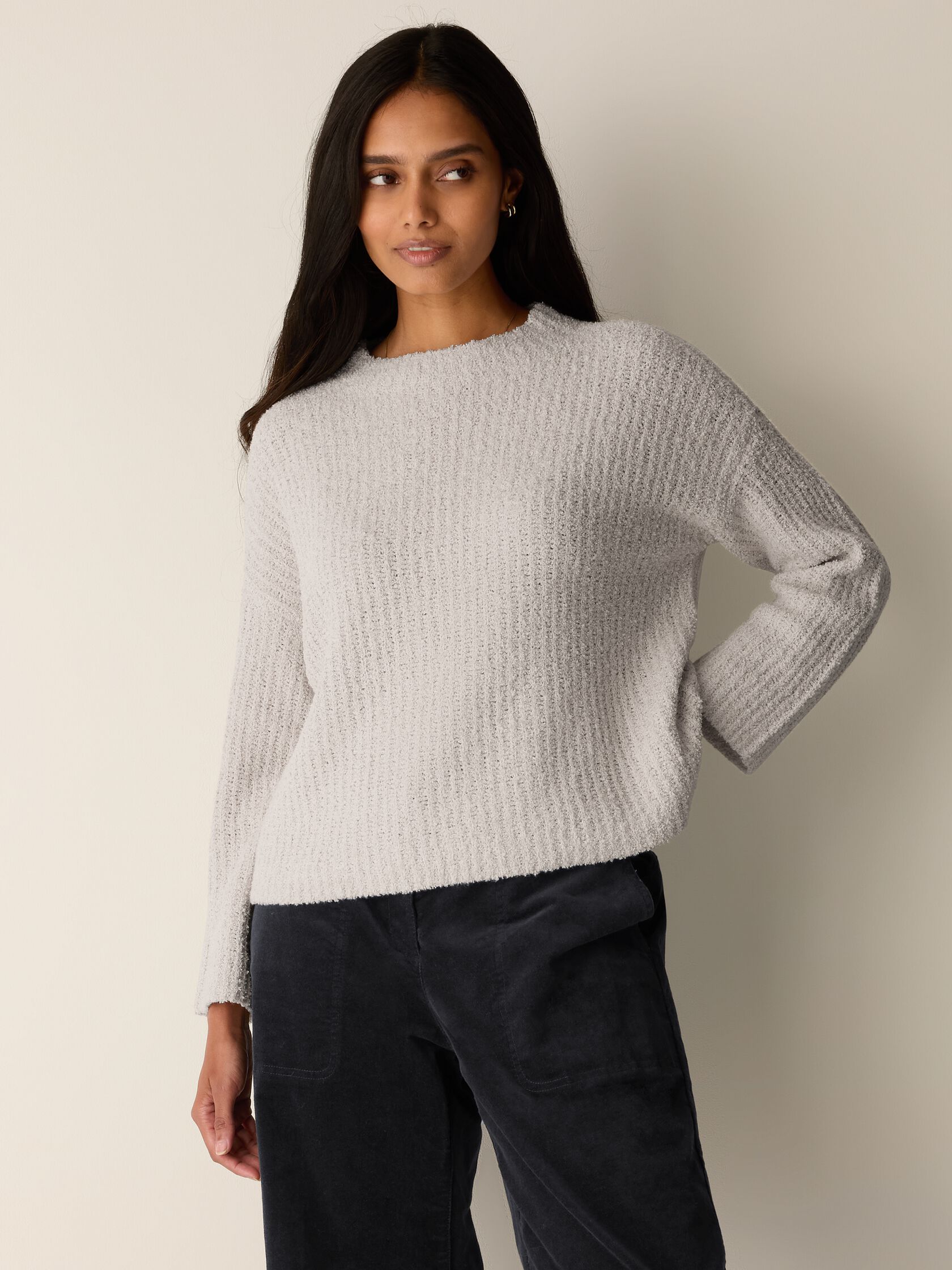 Organic Cotton Fluff Funnel Neck Top