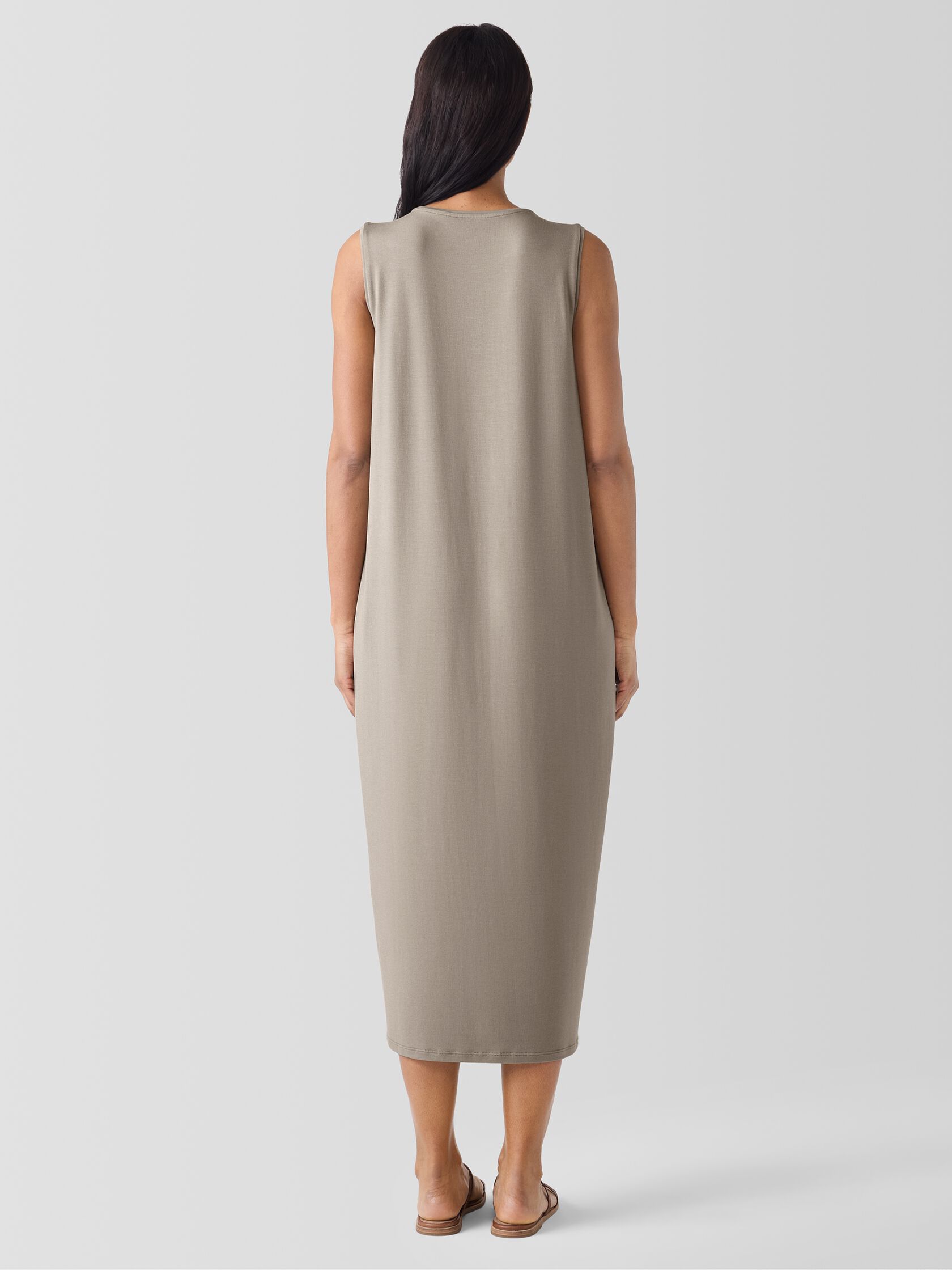 Stretch Jersey Knit Round Neck Dress