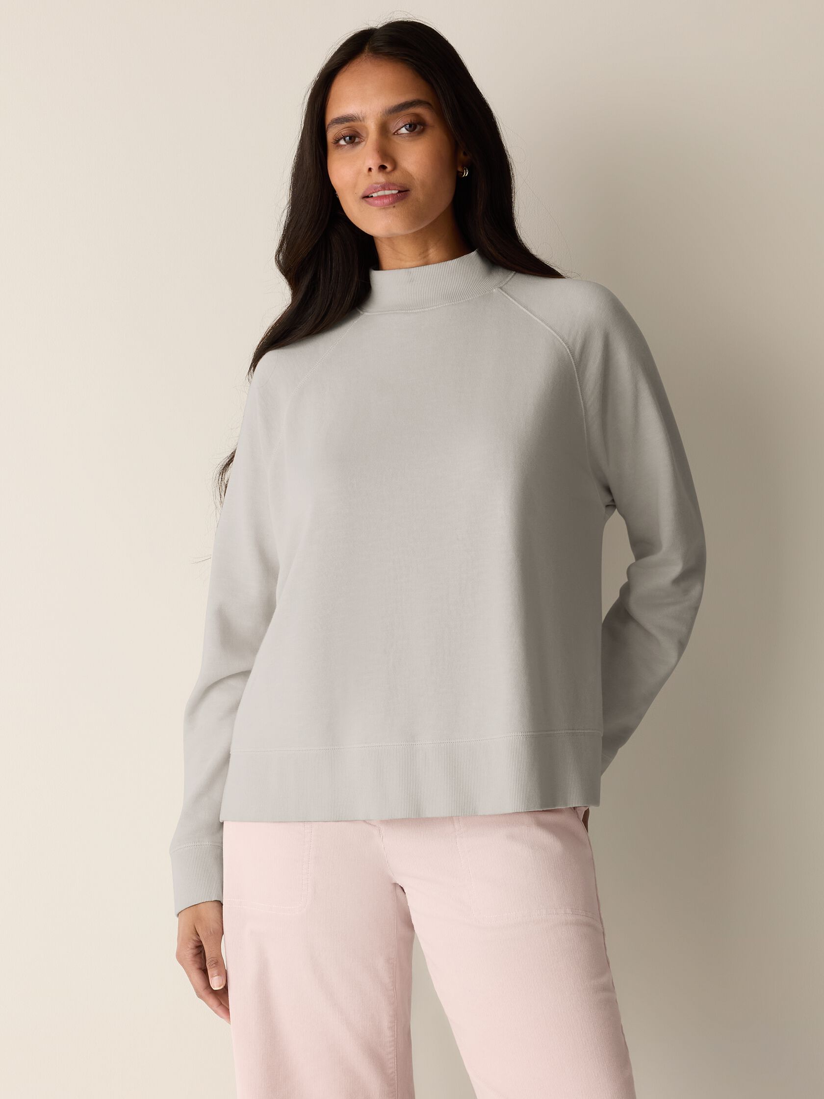 Garment-Dyed Organic Cotton Terry High Neck Top