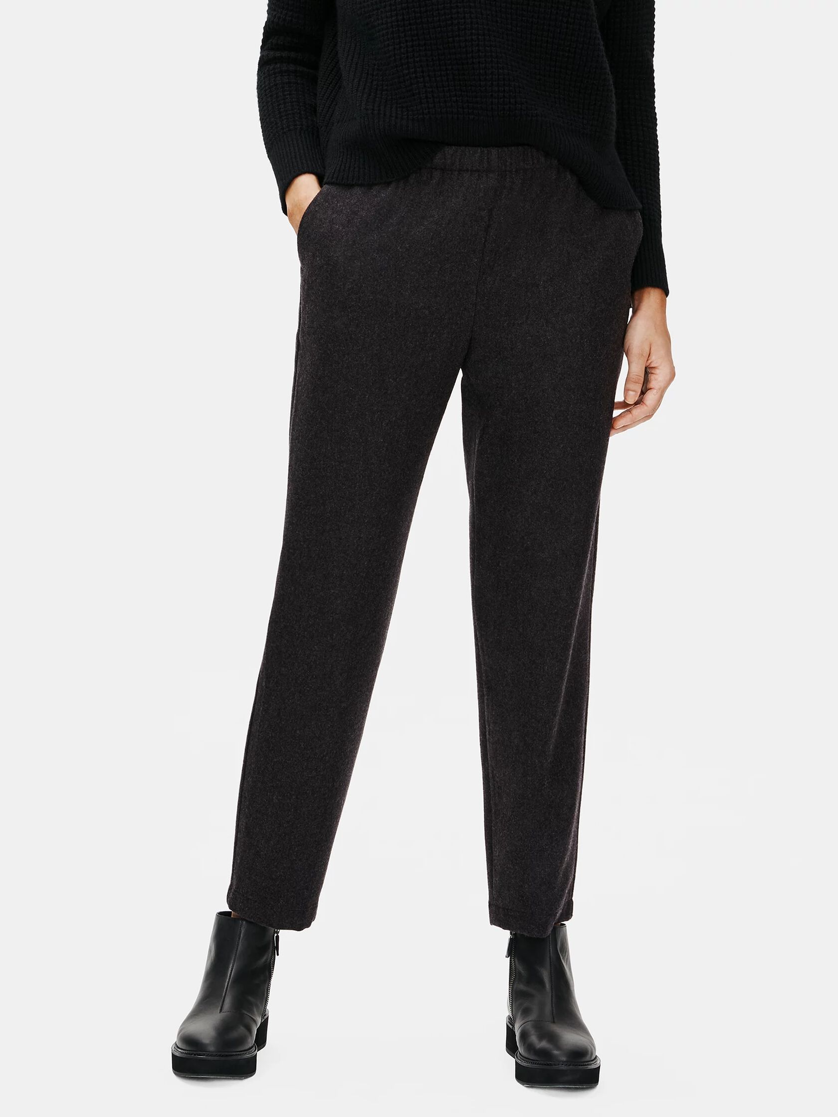 Soft Wool Flannel Tapered Ankle Pant