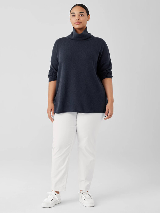 Cotton and Recycled Cashmere Turtleneck Long Top