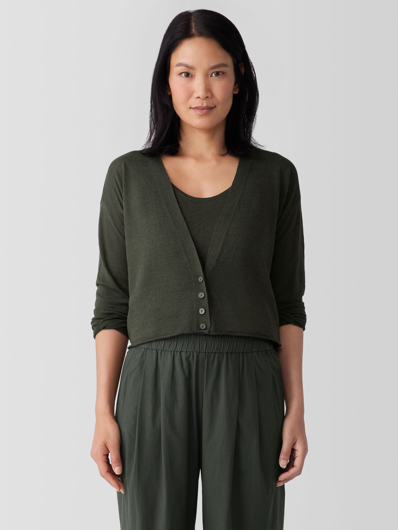 Organic Linen Cotton Cropped Cardigan