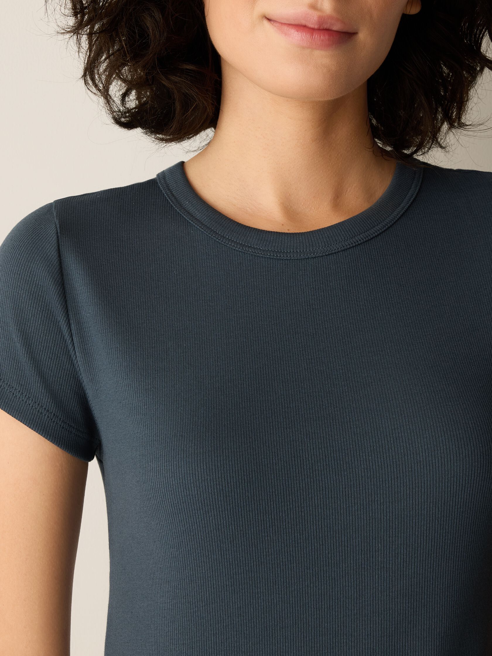 Organic Cotton Stretch Rib Crew Neck Tee