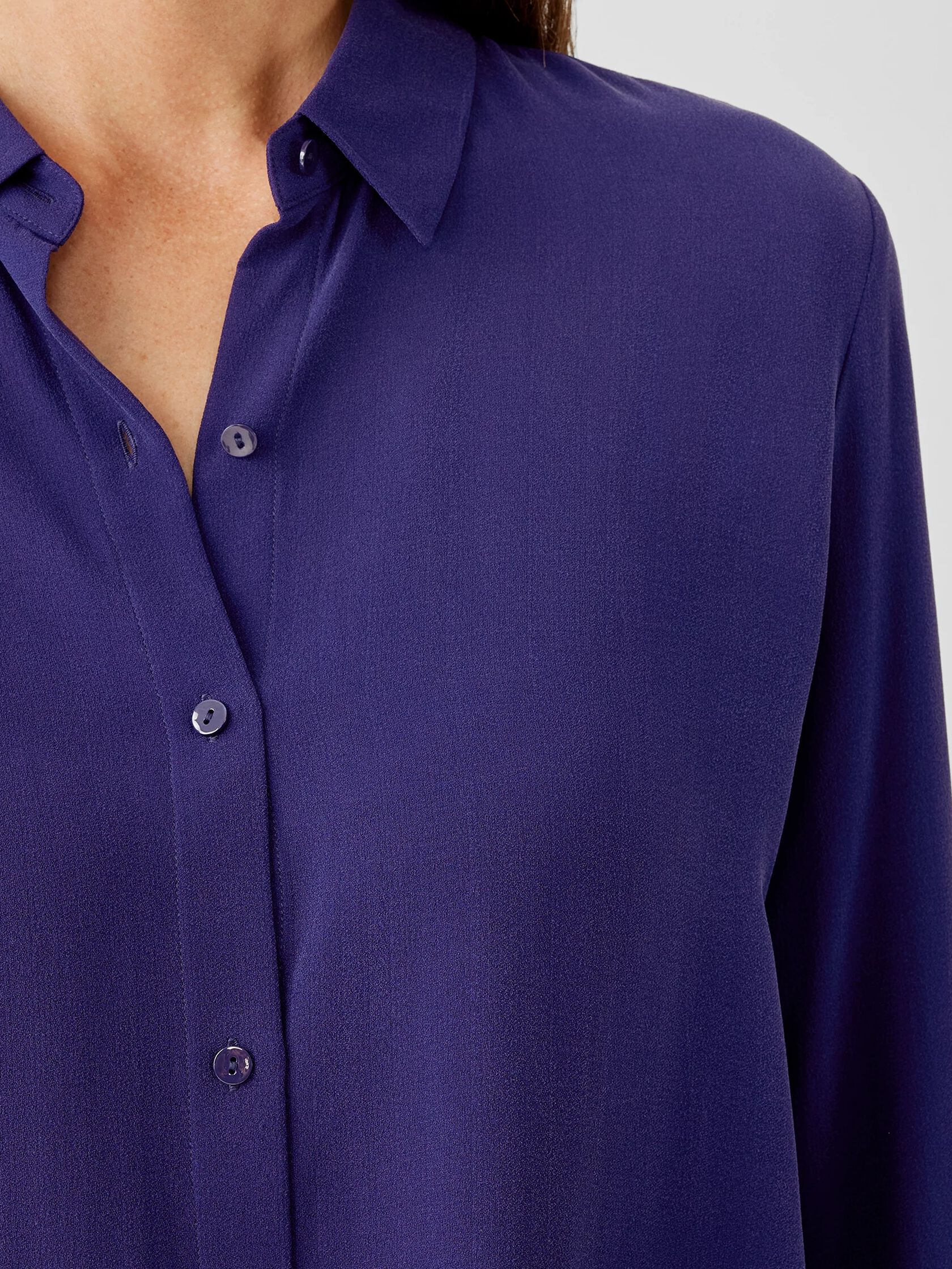 Silk Georgette Crepe Classic Collar Shirt