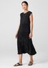 Crushed Silk Jewel Neck Tiered Dress
