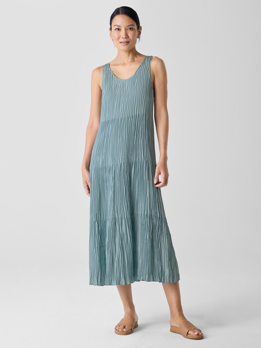 Crushed Silk Tiered Dress | EILEEN FISHER Crushed Silk Tiered Dress | EILEEN FISHER