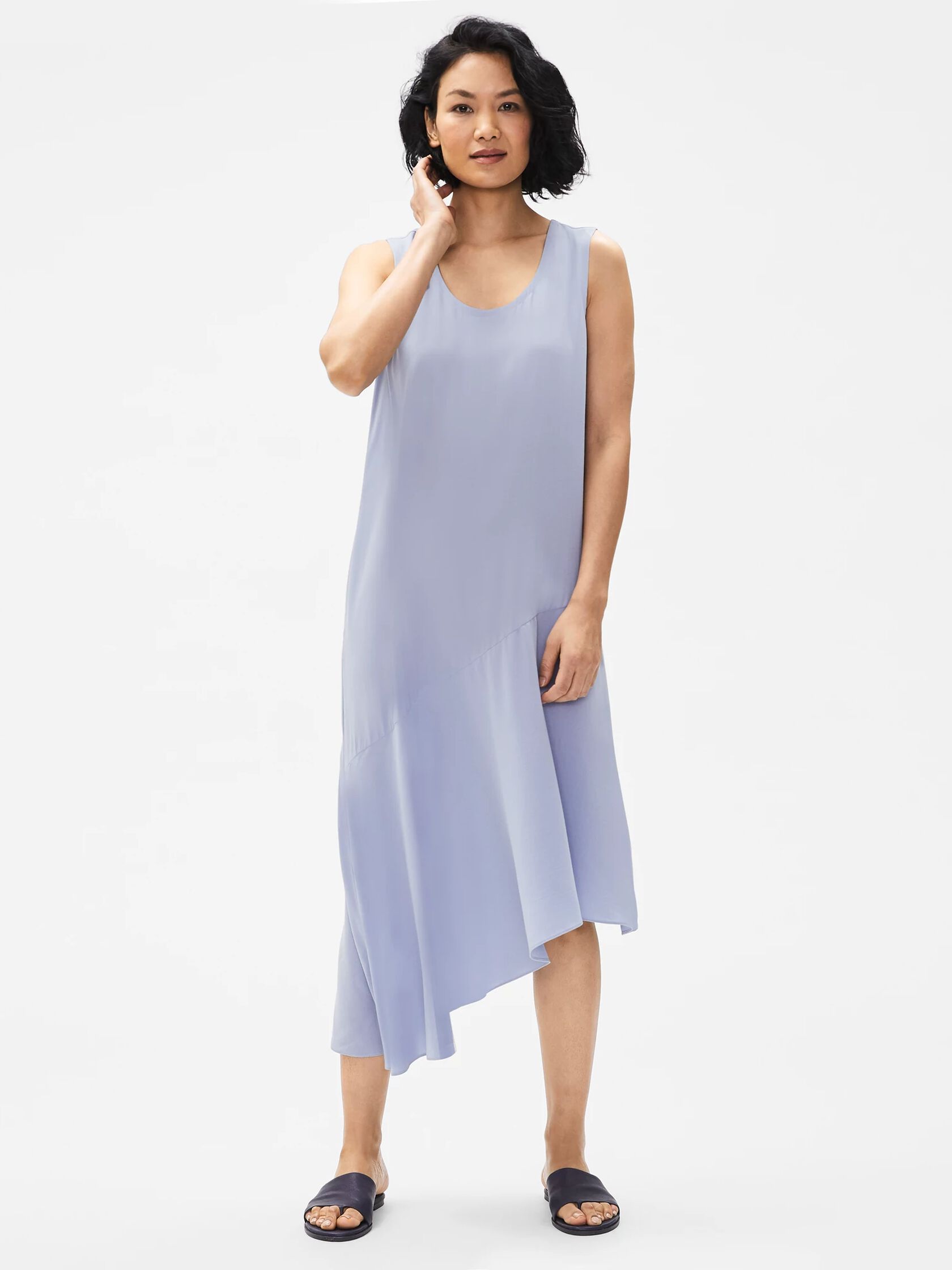 Silk Georgette Crepe Asymmetrical Dress