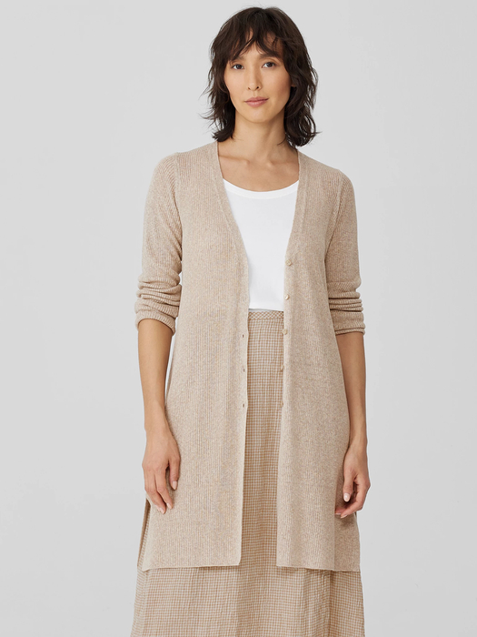 Organic Linen Melange Long Cardigan