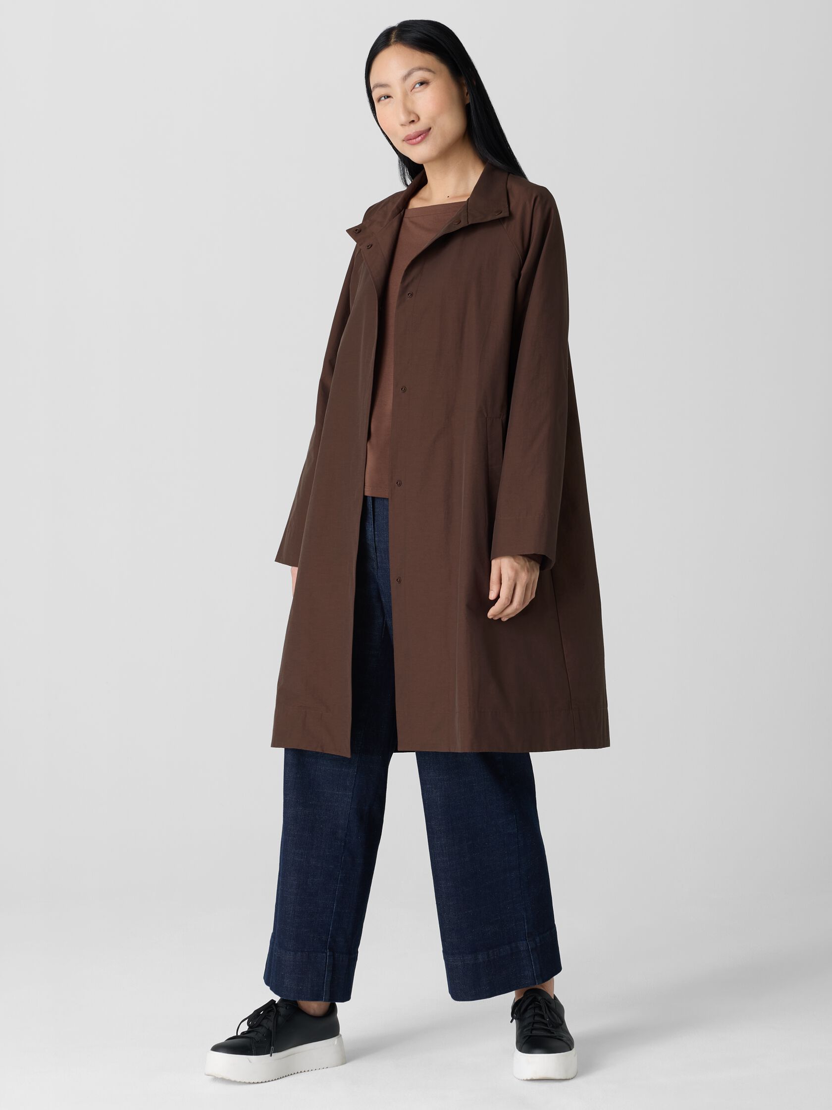 Light Cotton Nylon Stand Collar Coat
