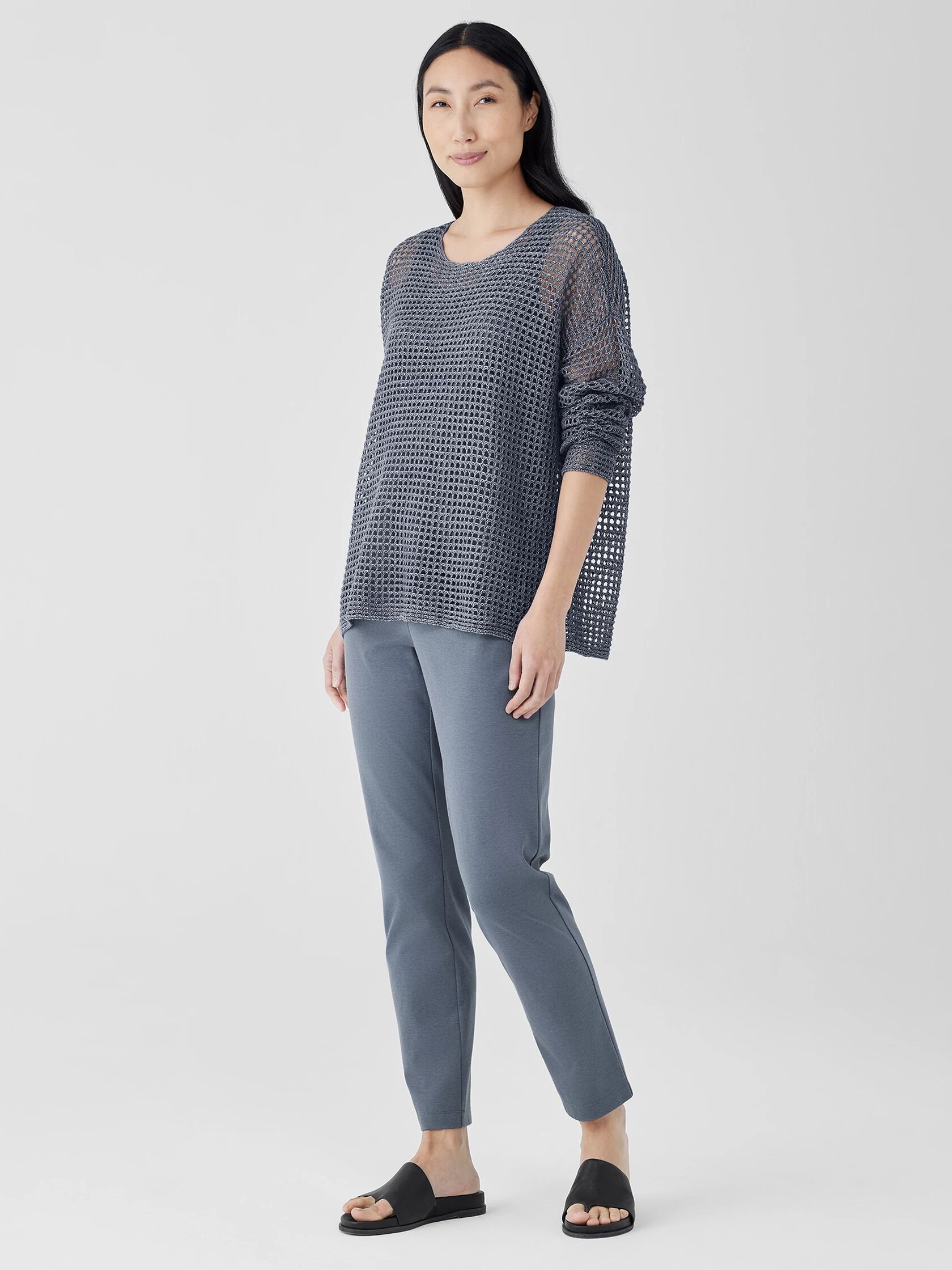 Organic Linen Délavé Round Neck Top