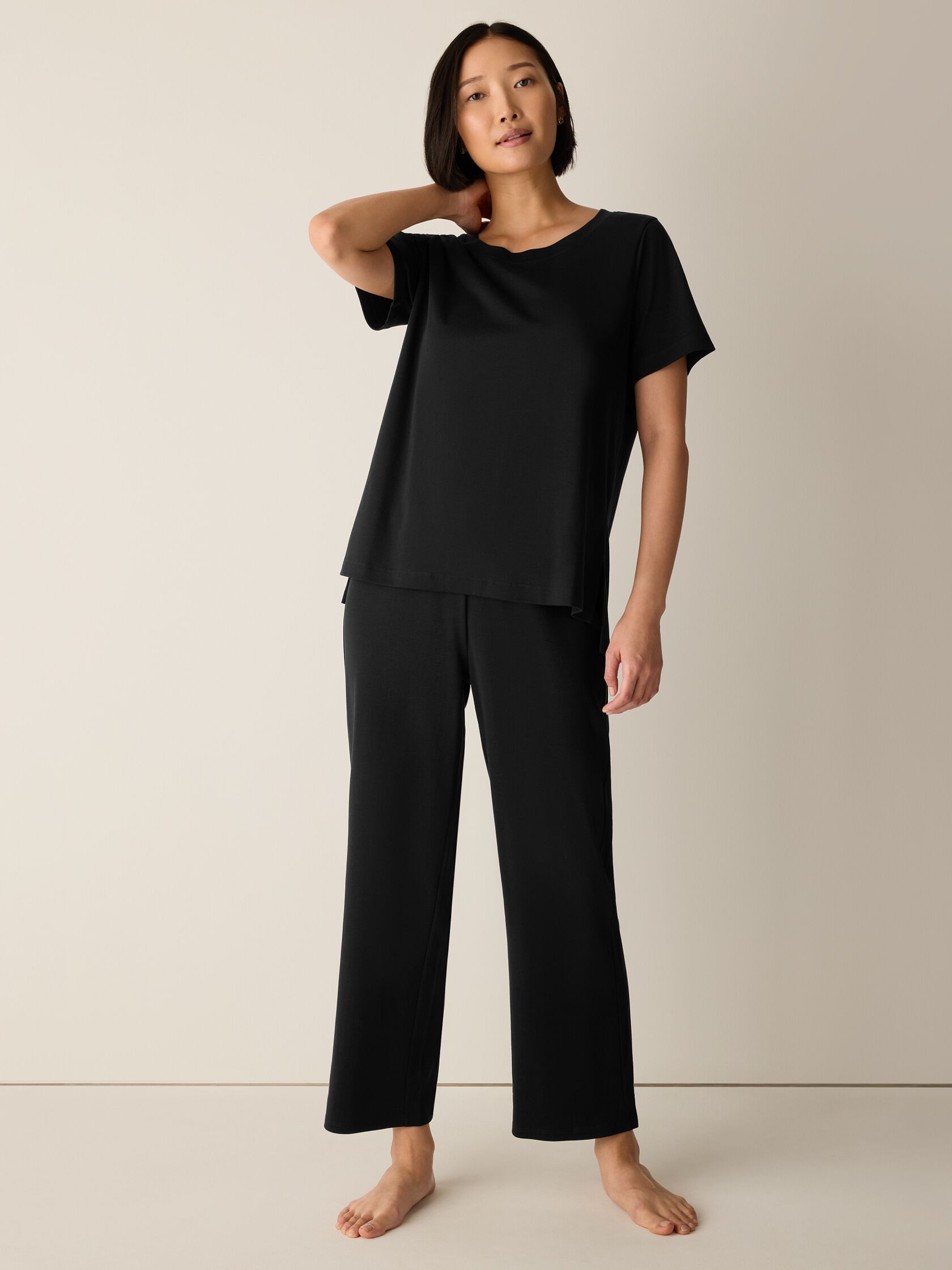 Organic Cotton Interlock Jewel Neck Sleep Tee