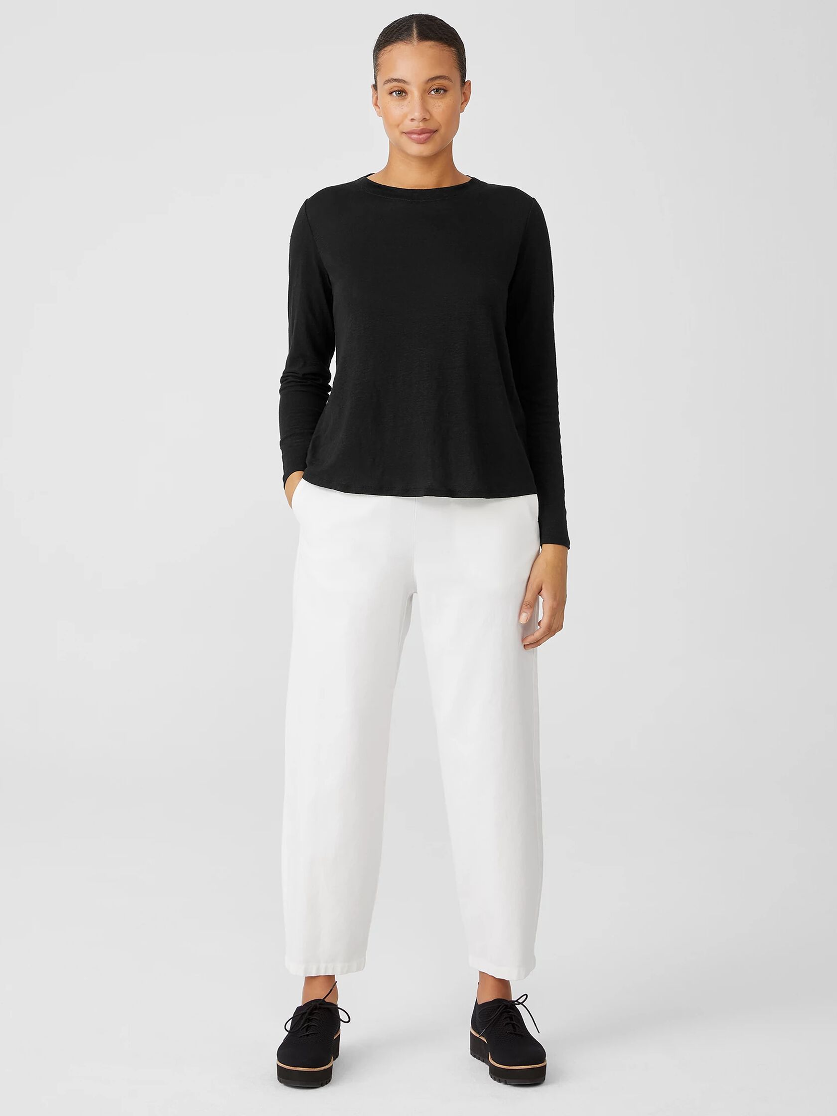 Organic Linen Jersey Crew Neck Top