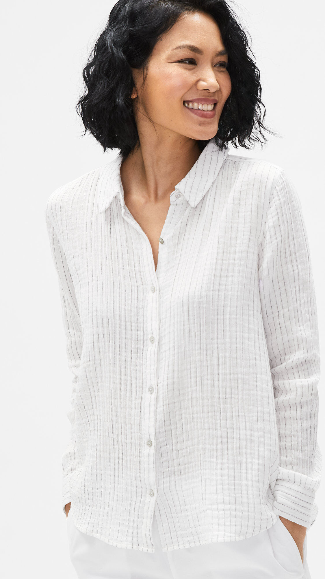 White gauze best sale shirt