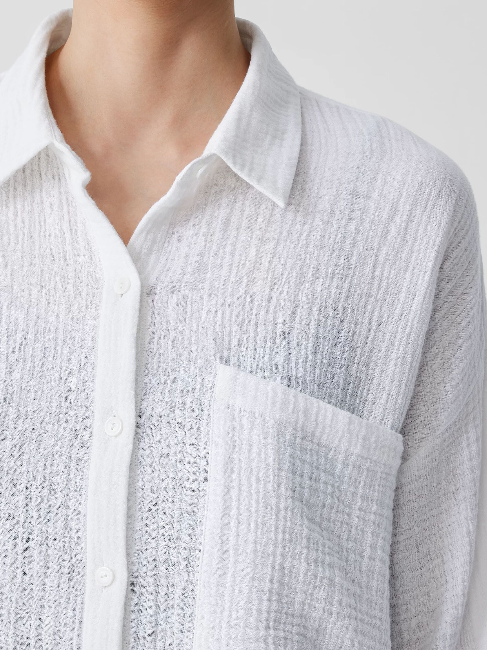 Organic Cotton Lofty Gauze Classic Collar Long Shirt
